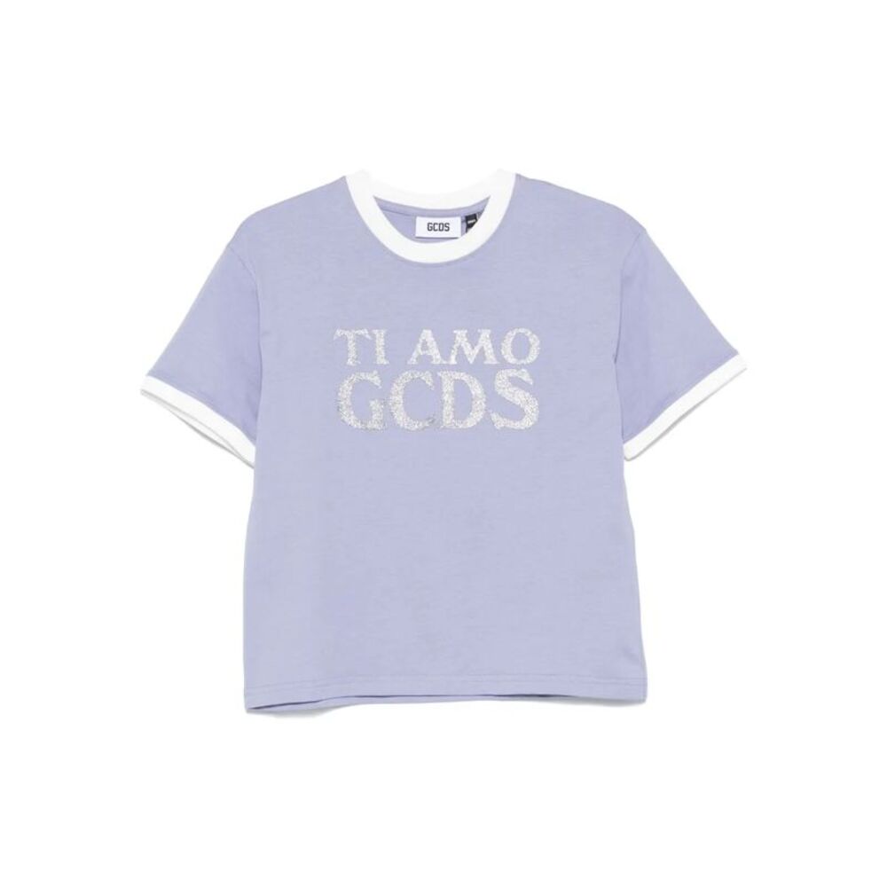Gcds Women Boxy T-Shirt With Glitter Ti Amo Gcds